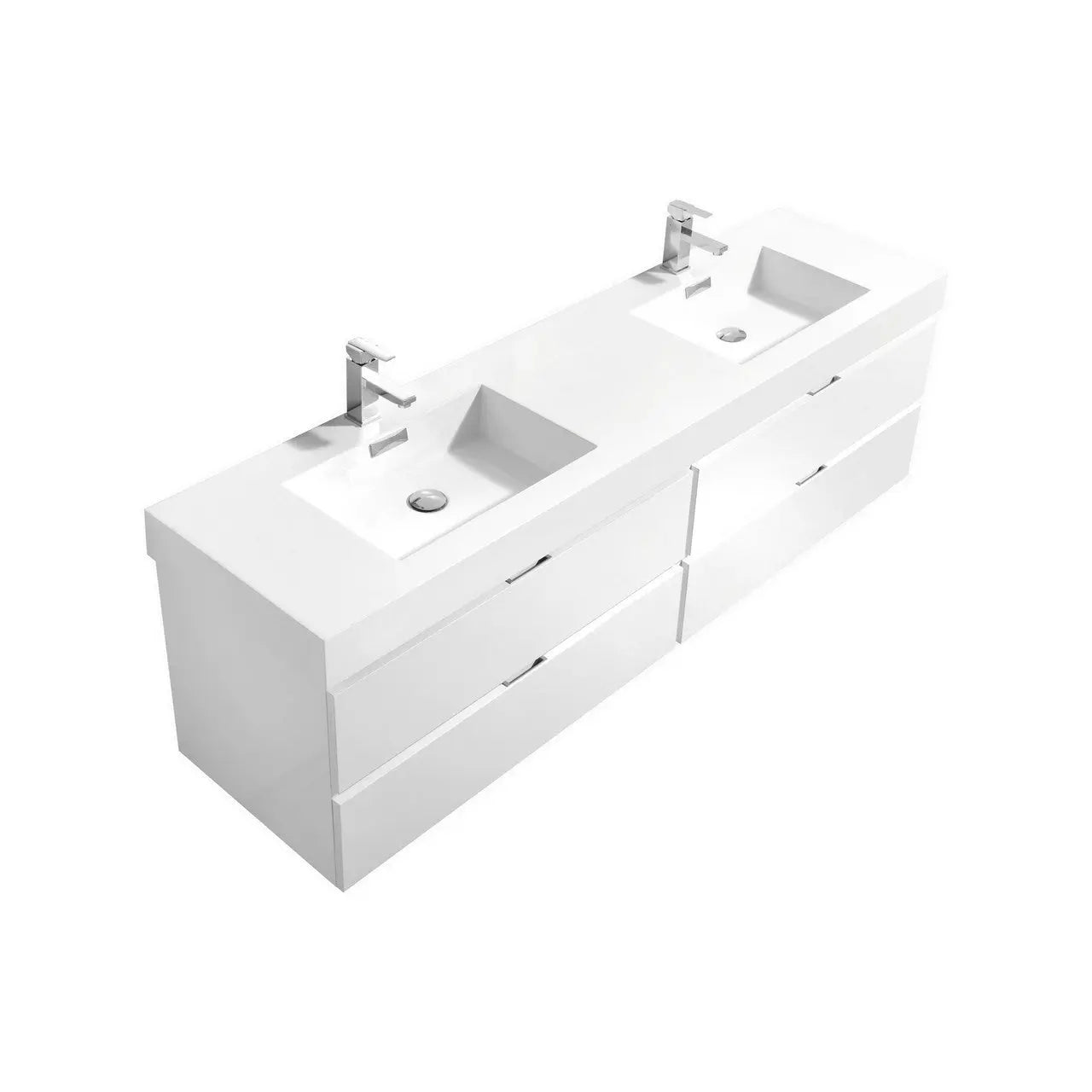 Kube Bath Bliss 72″ High Gloss White Wall Mount Single Sink Modern Bathroom Vanity - Plumbing Market
