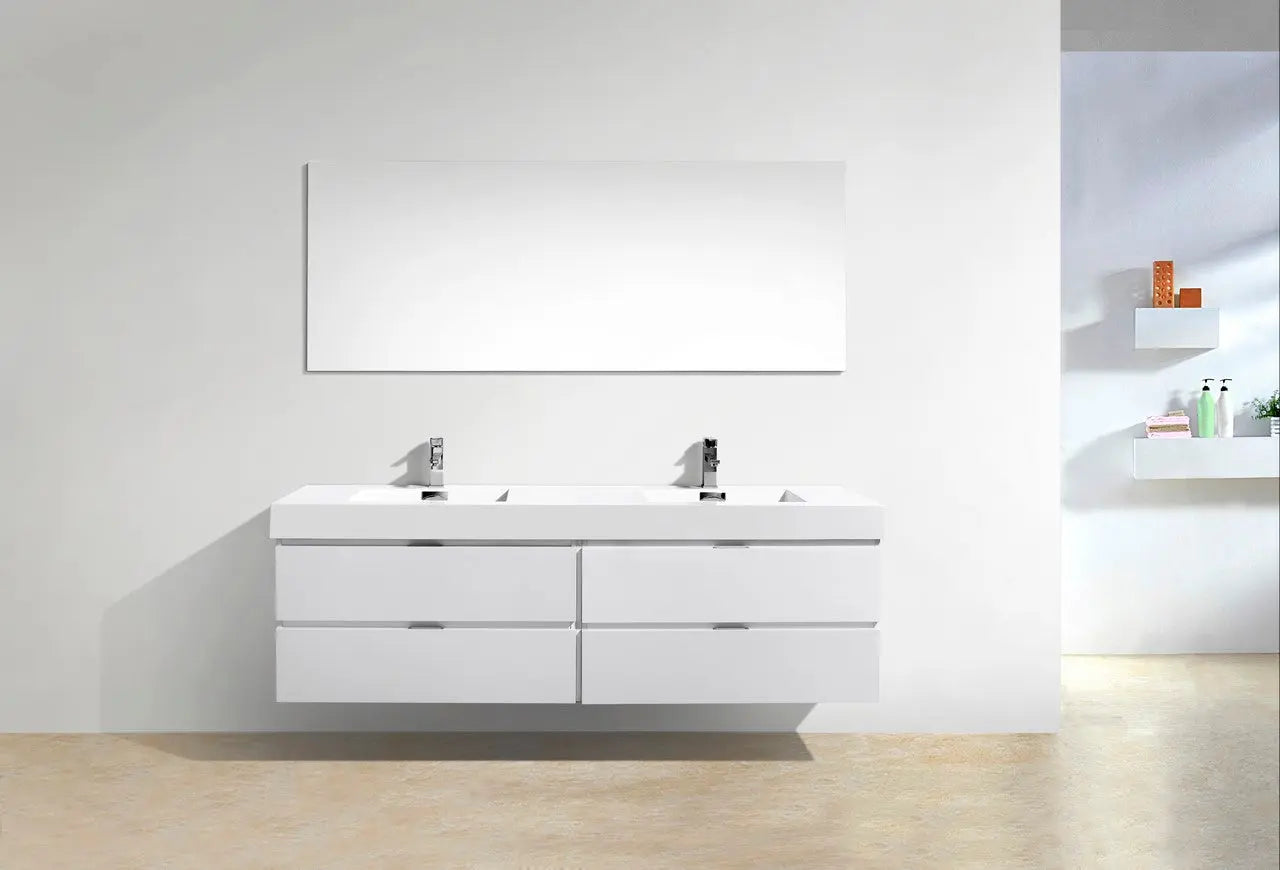 Kube Bath Bliss 72″ High Gloss White Wall Mount Single Sink Modern Bathroom Vanity - Plumbing Market