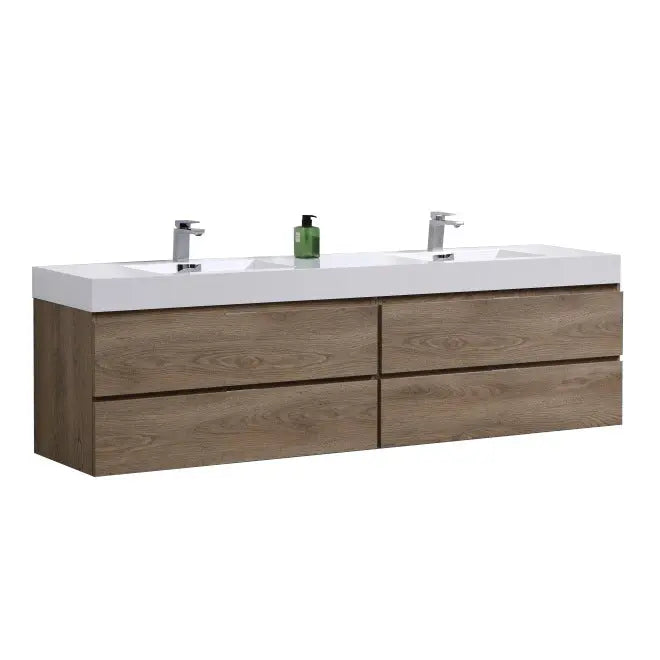 Kube Bath Bliss 80″ Butternut Wall Mount Double Sink Modern Bathroom Vanity - Plumbing Market