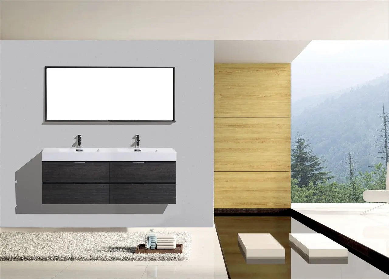 Kube Bath Bliss 80″ Gray Oak Wall Mount Double Sink Modern Bathroom Vanity - Plumbing Market