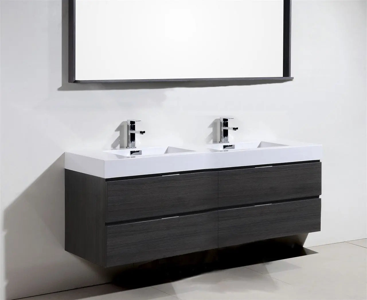 Kube Bath Bliss 80″ Gray Oak Wall Mount Double Sink Modern Bathroom Vanity - Plumbing Market