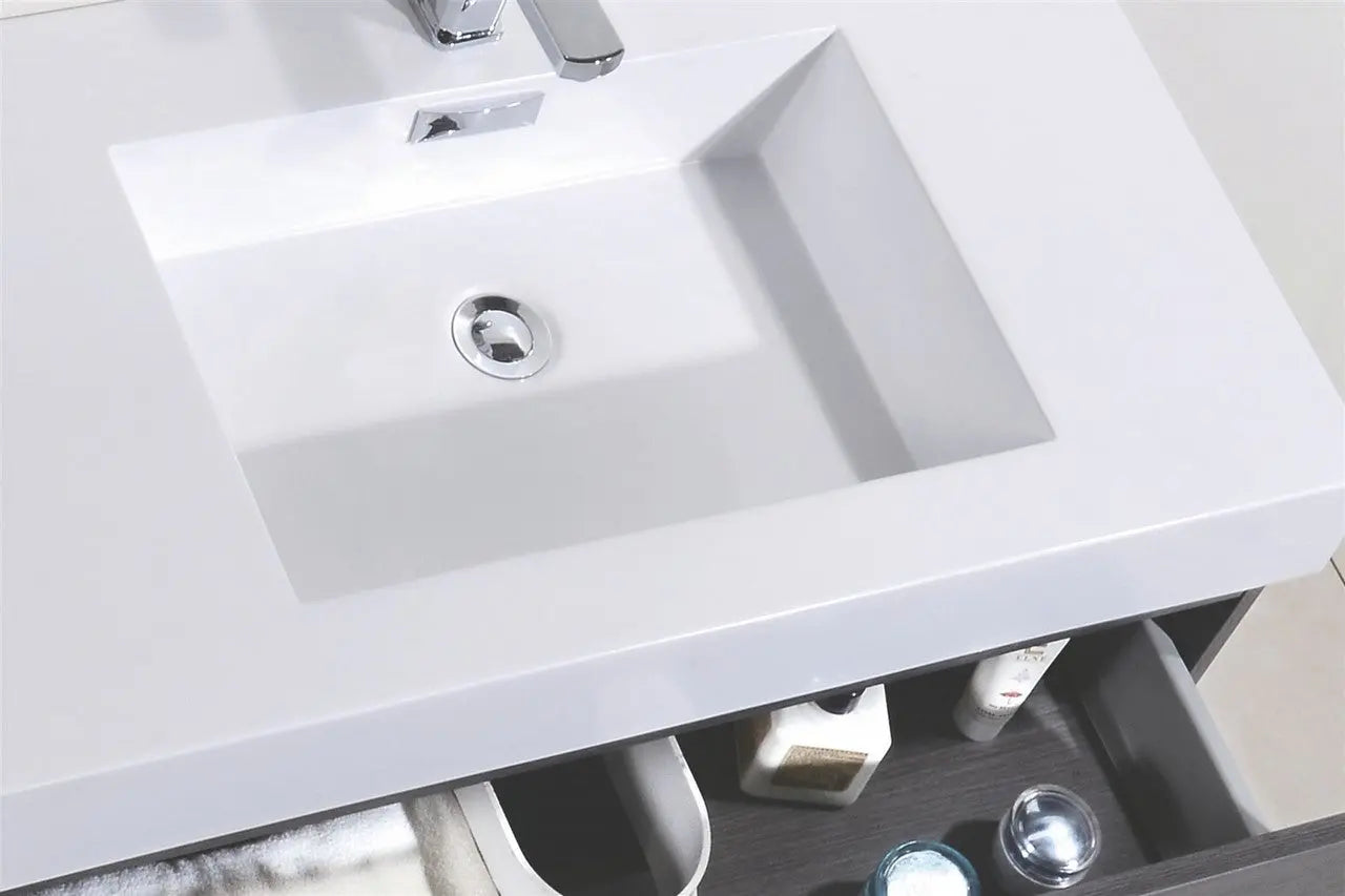 Kube Bath Bliss 80″ Gray Oak Wall Mount Double Sink Modern Bathroom Vanity - Plumbing Market