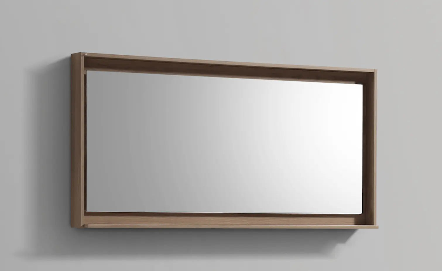 Kube Bath Bosco 60" Framed Mirror With Shelve Honey Oak Finish - Plumbing Market
