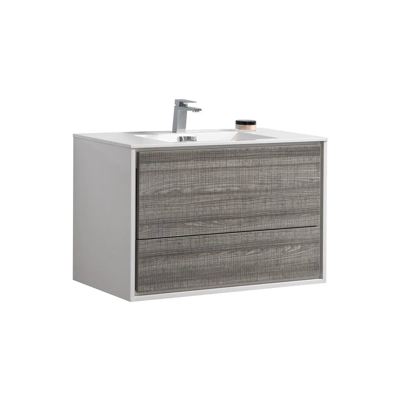 Kube Bath De Lusso 36″ Ash Gray Wall Mount Modern Bathroom Vanity - Plumbing Market