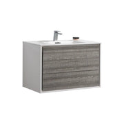 Kube Bath De Lusso 36″ Ash Gray Wall Mount Modern Bathroom Vanity - Plumbing Market