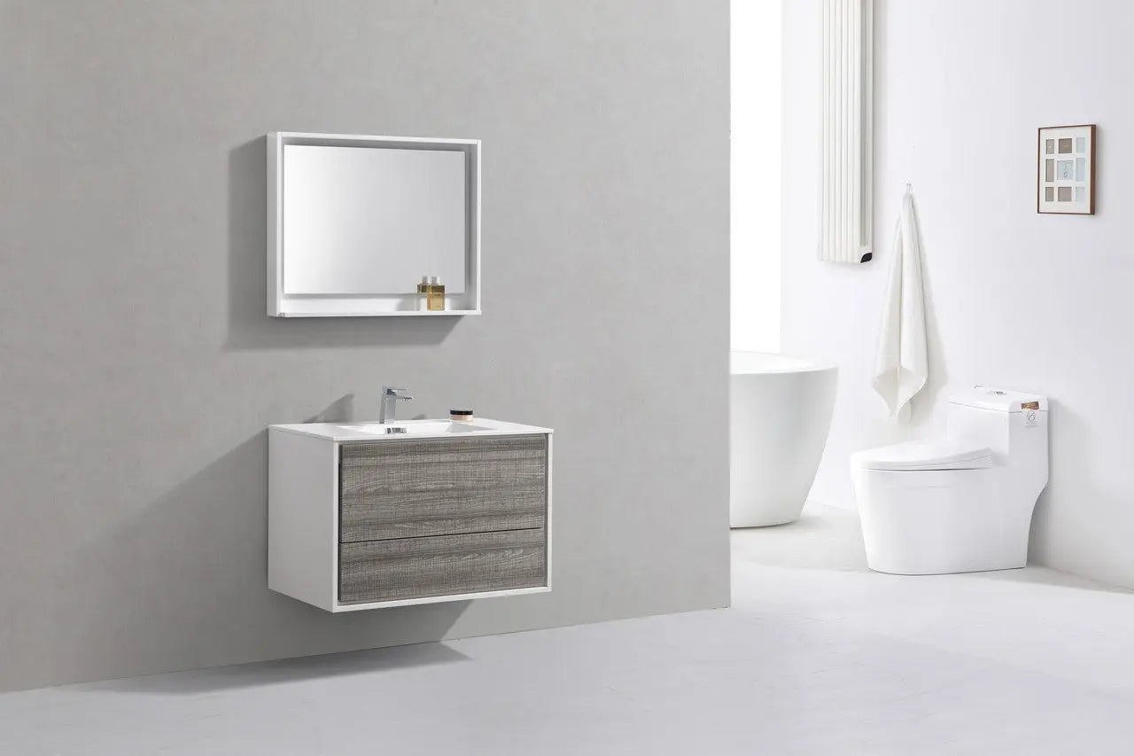 Kube Bath De Lusso 36″ Ash Gray Wall Mount Modern Bathroom Vanity - Plumbing Market