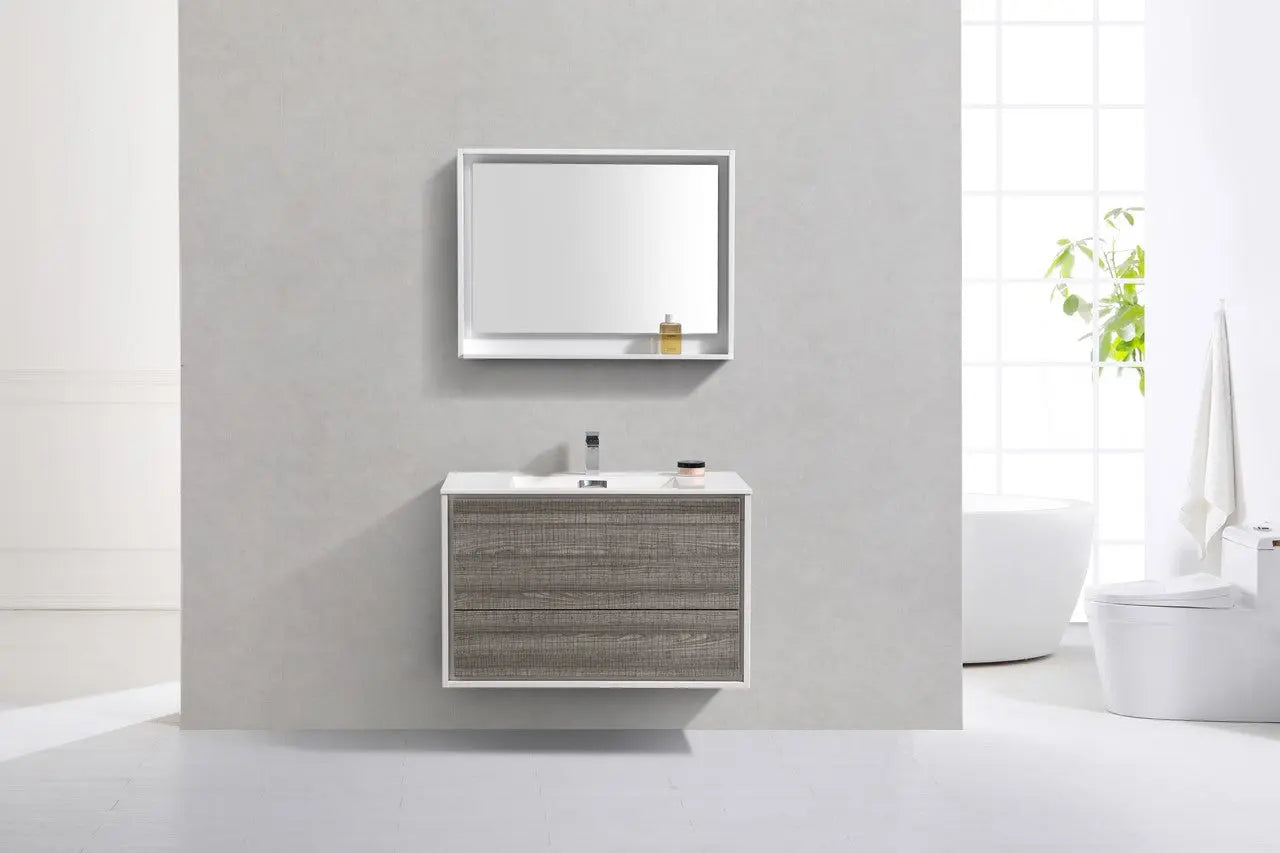 Kube Bath De Lusso 36″ Ash Gray Wall Mount Modern Bathroom Vanity - Plumbing Market