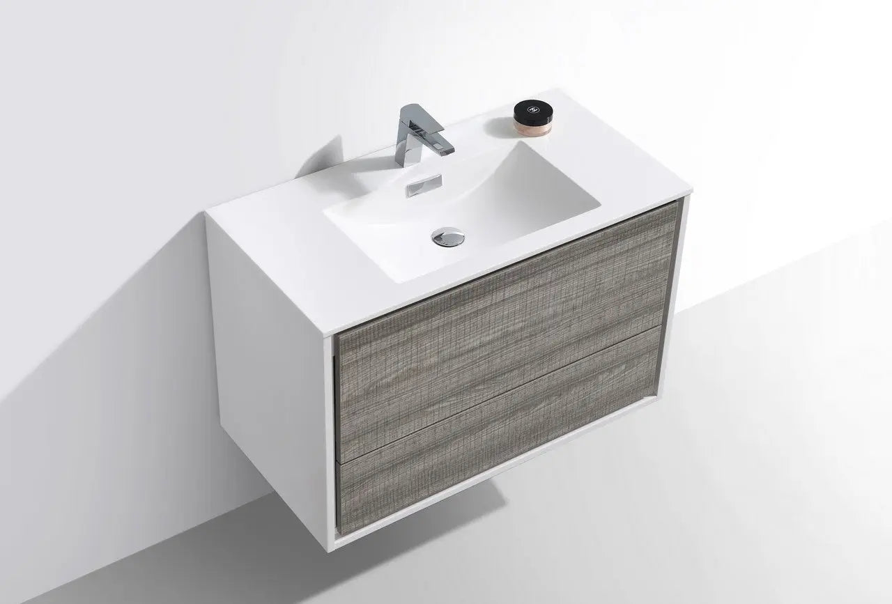 Kube Bath De Lusso 36″ Ash Gray Wall Mount Modern Bathroom Vanity - Plumbing Market