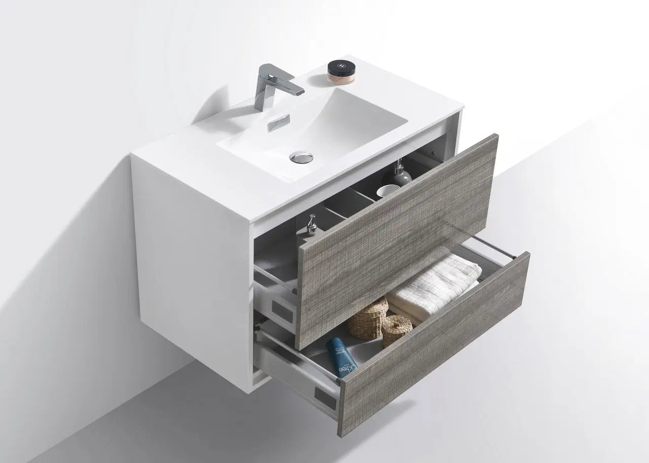 Kube Bath De Lusso 36″ Ash Gray Wall Mount Modern Bathroom Vanity - Plumbing Market