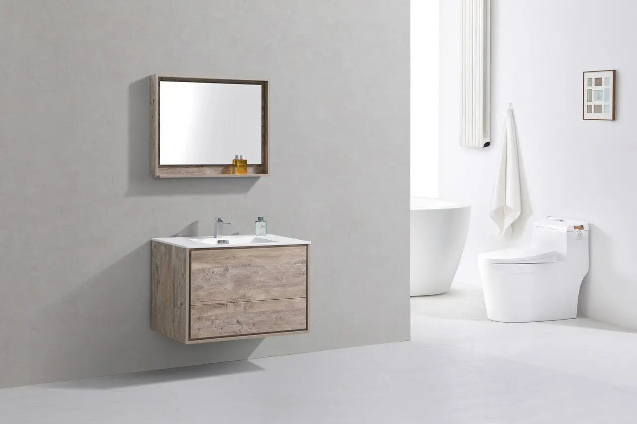 Kube Bath De Lusso 36″ Nature Wood Wall Mount Modern Bathroom Vanity - Plumbing Market