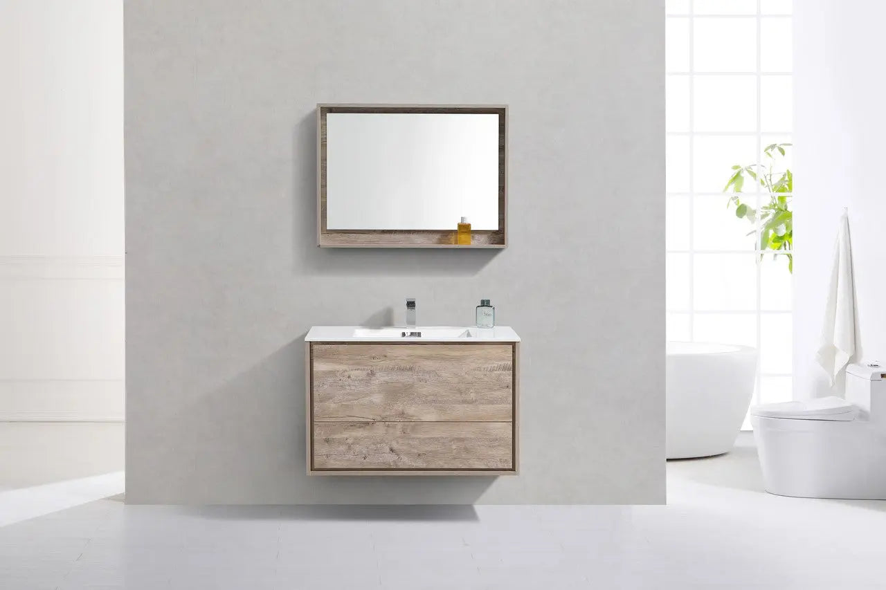 Kube Bath De Lusso 36″ Nature Wood Wall Mount Modern Bathroom Vanity - Plumbing Market