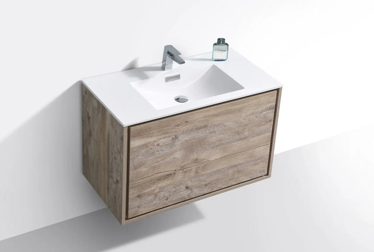 Kube Bath De Lusso 36″ Nature Wood Wall Mount Modern Bathroom Vanity - Plumbing Market