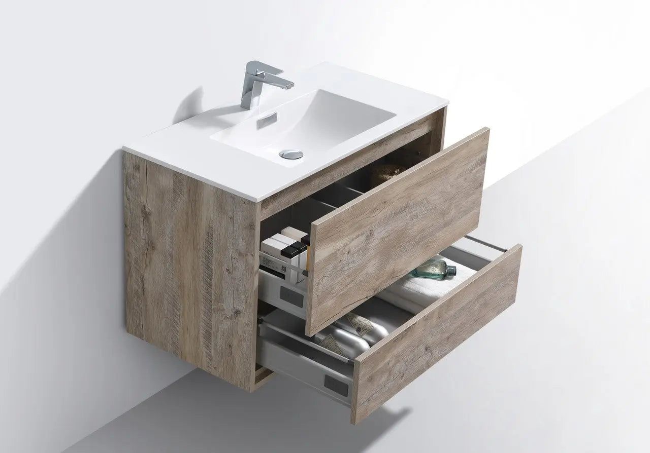 Kube Bath De Lusso 36″ Nature Wood Wall Mount Modern Bathroom Vanity - Plumbing Market