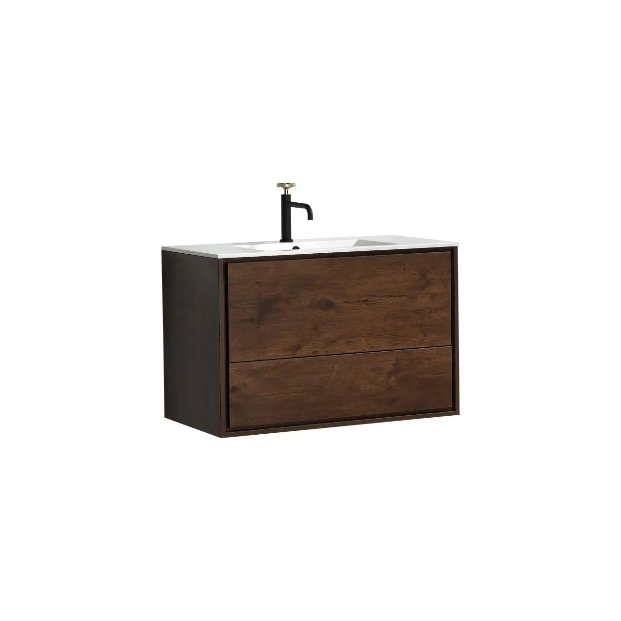 Kube Bath De Lusso 36″ Rose Wood Wall Mount Modern Bathroom Vanity - Plumbing Market