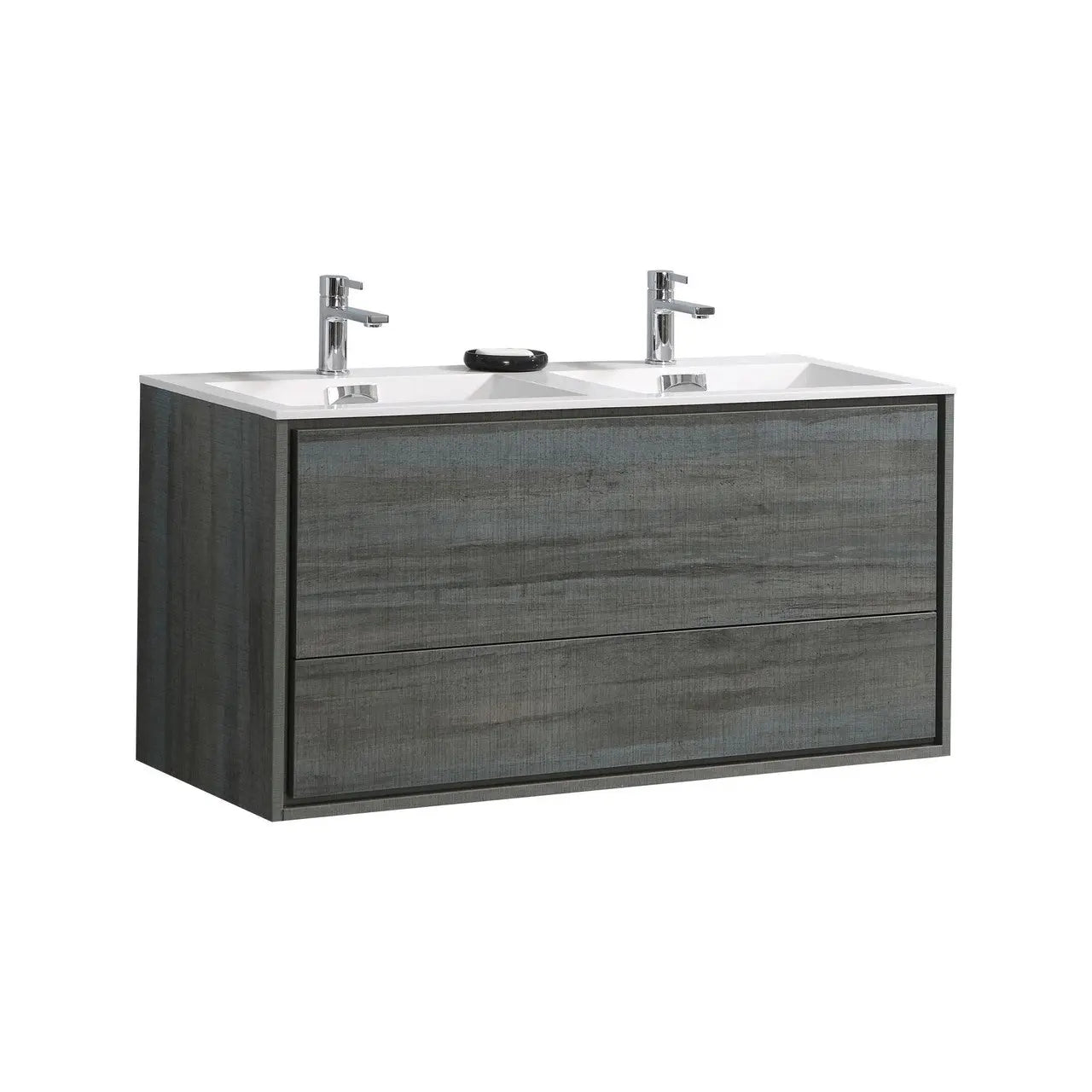 Kube Bath De Lusso 48″ Double Sink Ocean Gray Wall Mount Modern Bathroom Vanity - Plumbing Market