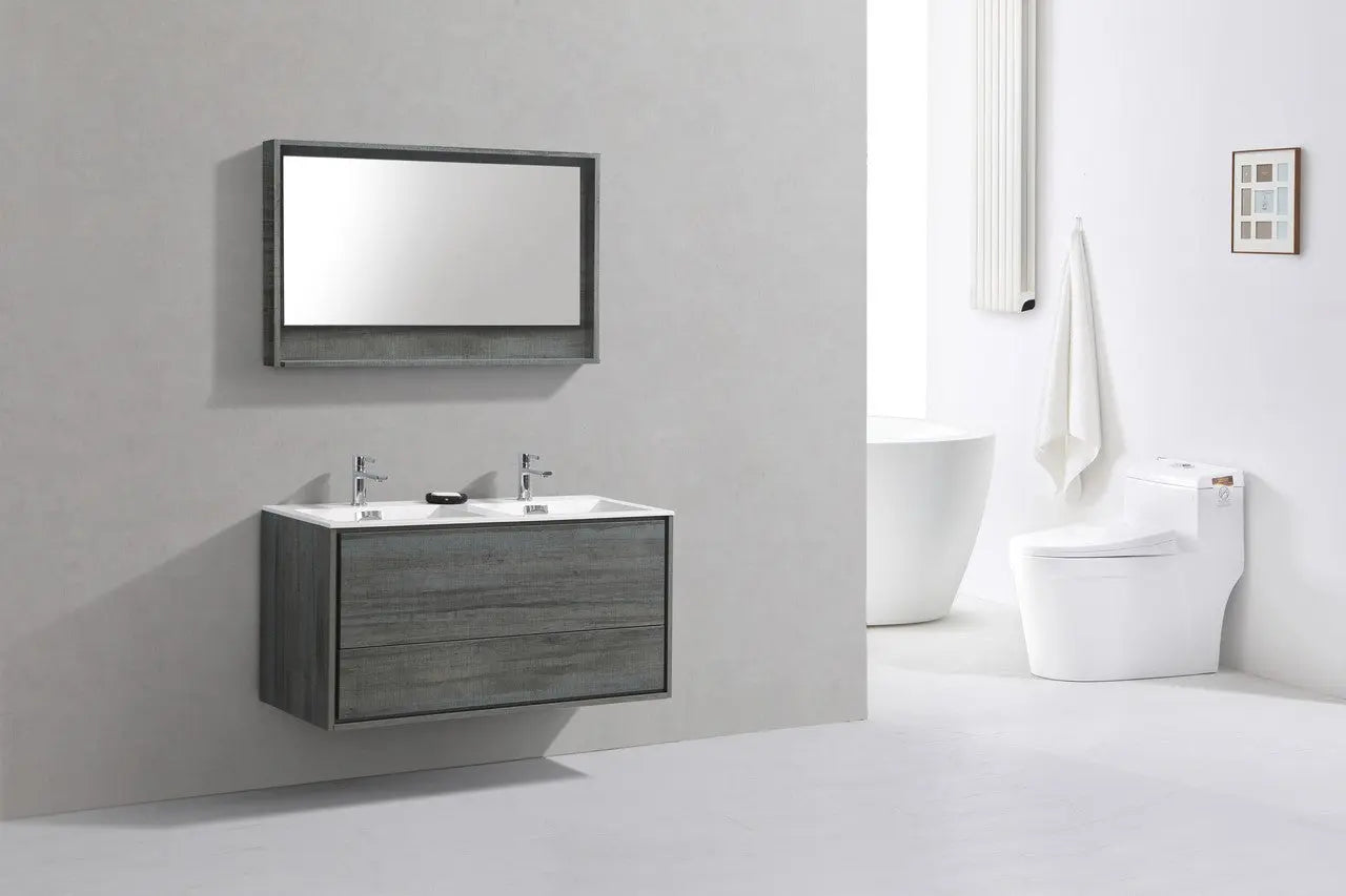 Kube Bath De Lusso 48″ Double Sink Ocean Gray Wall Mount Modern Bathroom Vanity - Plumbing Market