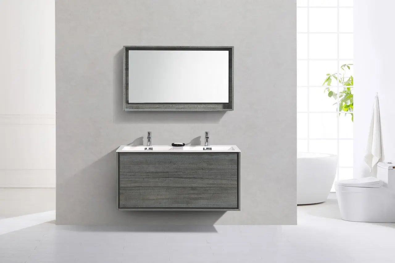 Kube Bath De Lusso 48″ Double Sink Ocean Gray Wall Mount Modern Bathroom Vanity - Plumbing Market