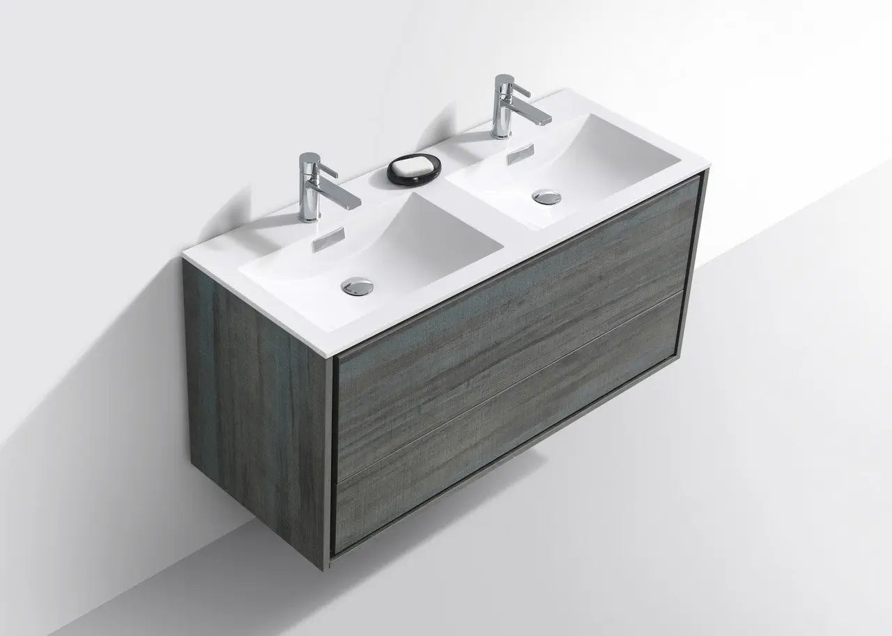 Kube Bath De Lusso 48″ Double Sink Ocean Gray Wall Mount Modern Bathroom Vanity - Plumbing Market