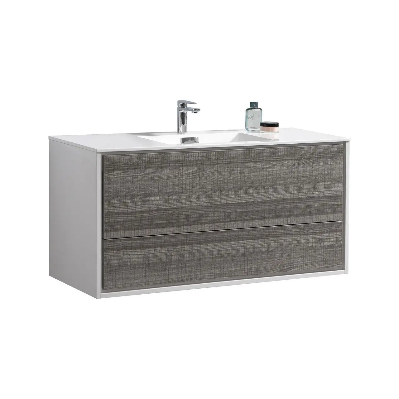 Kube Bath De Lusso 48″ Single Sink Ash Gray Wall Mount Modern Bathroom Vanity - Plumbing Market