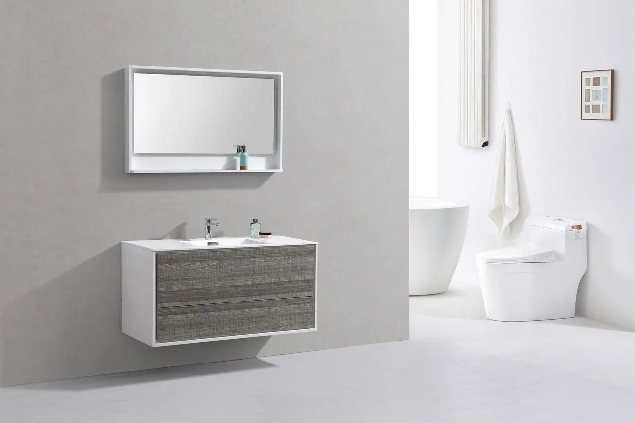 Kube Bath De Lusso 48″ Single Sink Ash Gray Wall Mount Modern Bathroom Vanity - Plumbing Market