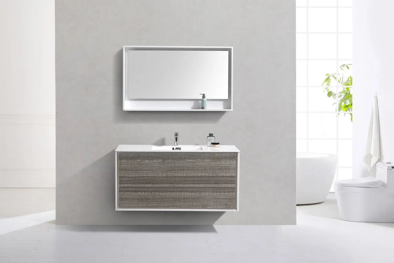 Kube Bath De Lusso 48″ Single Sink Ash Gray Wall Mount Modern Bathroom Vanity - Plumbing Market