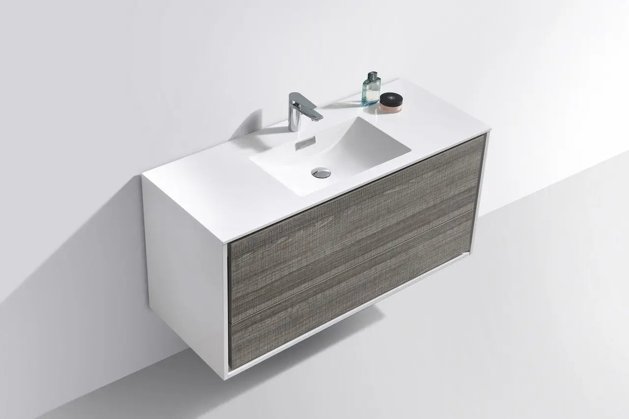 Kube Bath De Lusso 48″ Single Sink Ash Gray Wall Mount Modern Bathroom Vanity - Plumbing Market