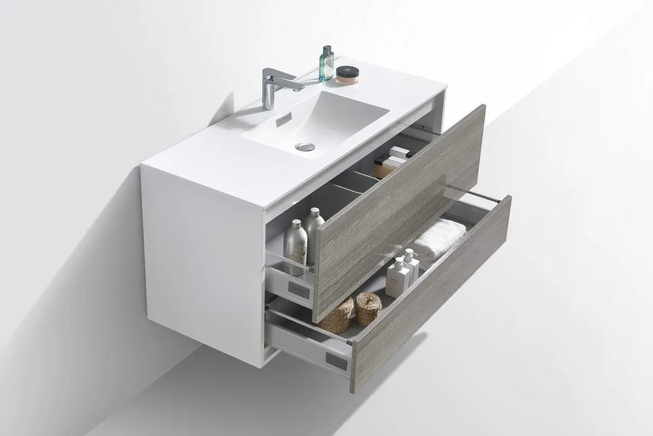 Kube Bath De Lusso 48″ Single Sink Ash Gray Wall Mount Modern Bathroom Vanity - Plumbing Market