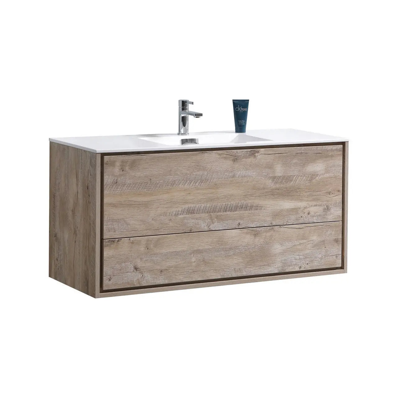 Kube Bath De Lusso 48″ Single Sink Nature Wood Wall Mount Modern Bathroom Vanity - Plumbing Market