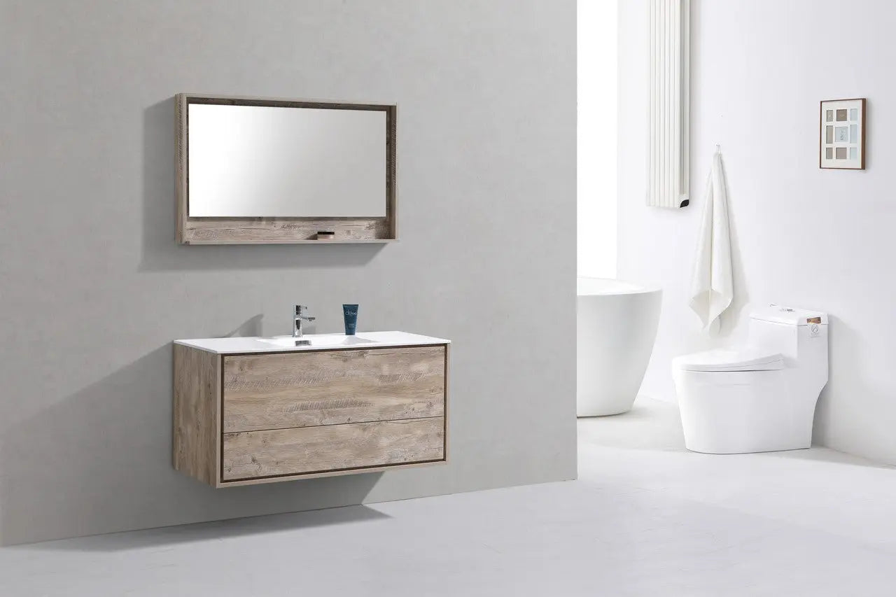 Kube Bath De Lusso 48″ Single Sink Nature Wood Wall Mount Modern Bathroom Vanity - Plumbing Market