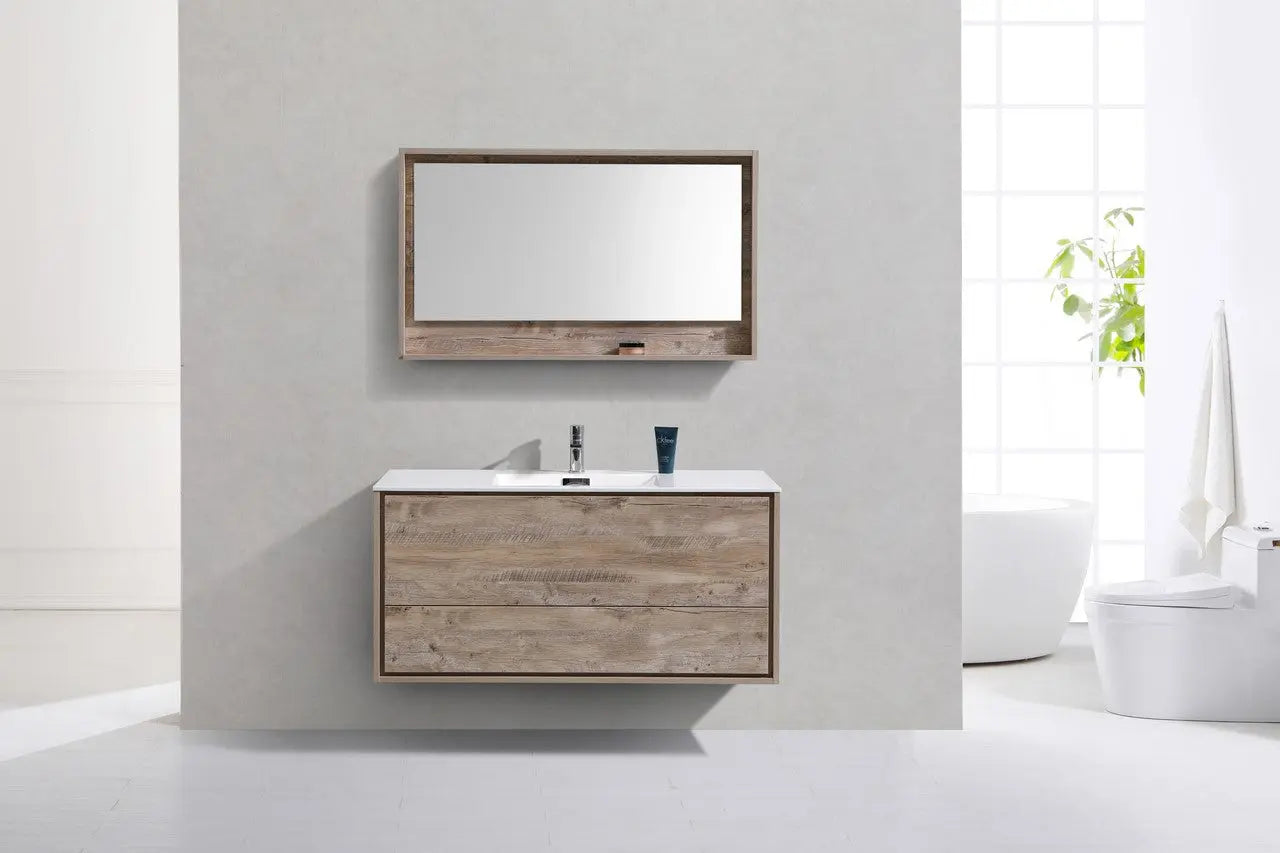 Kube Bath De Lusso 48″ Single Sink Nature Wood Wall Mount Modern Bathroom Vanity - Plumbing Market