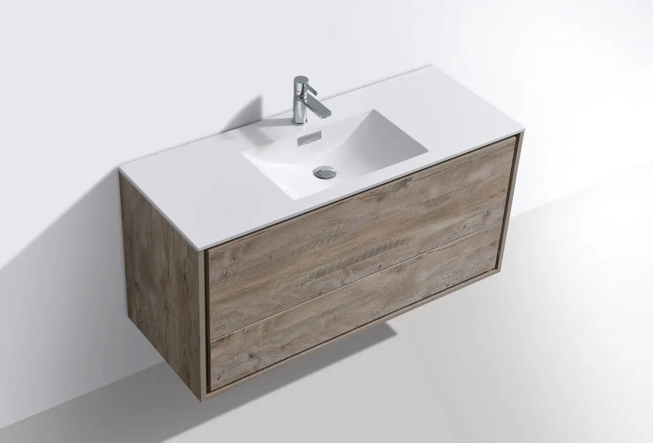 Kube Bath De Lusso 48″ Single Sink Nature Wood Wall Mount Modern Bathroom Vanity - Plumbing Market