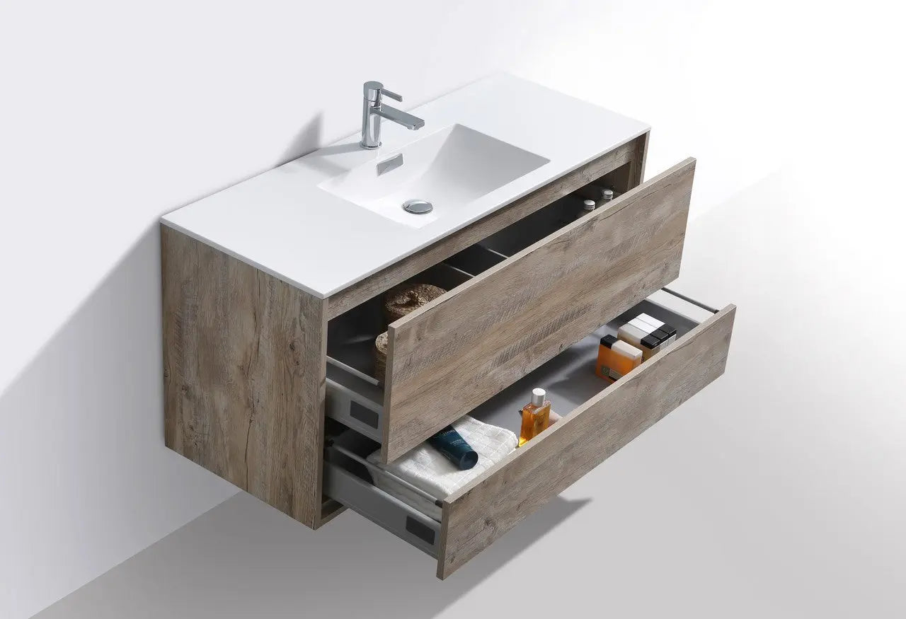 Kube Bath De Lusso 48″ Single Sink Nature Wood Wall Mount Modern Bathroom Vanity - Plumbing Market