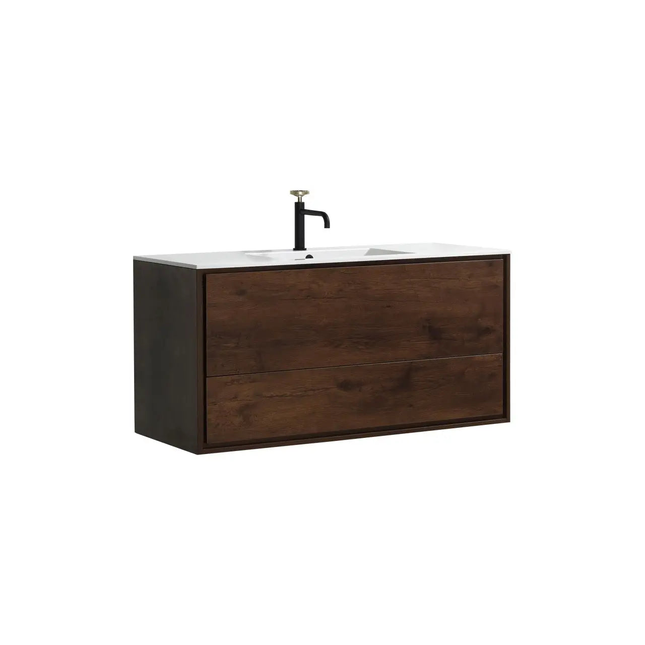 Kube Bath De Lusso 48″ Single Sink Rose Wood Wall Mount Modern Bathroom Vanity - Plumbing Market