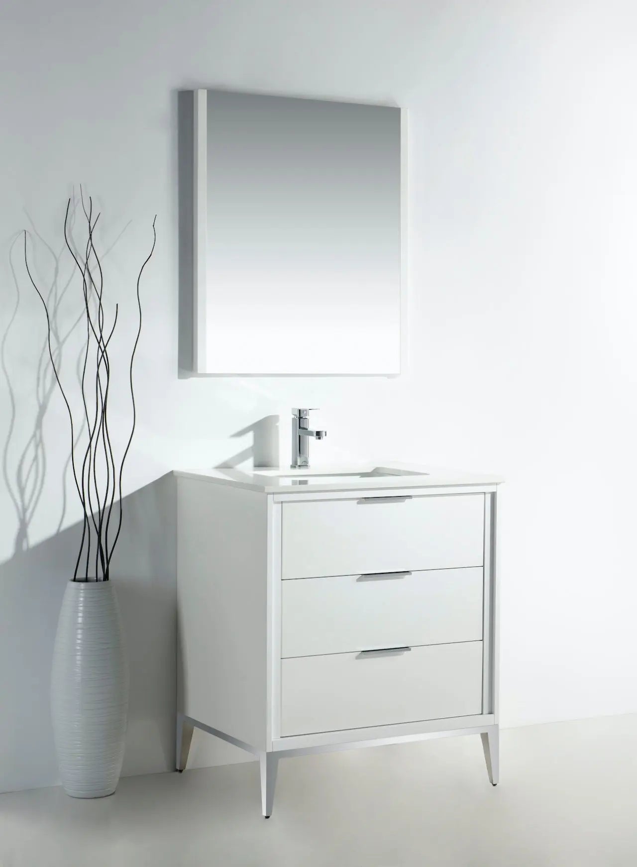 Kube Bath Divani 30″ Gloss White Single Sink Vanity W/ Quartz Counter Top - Plumbing Market