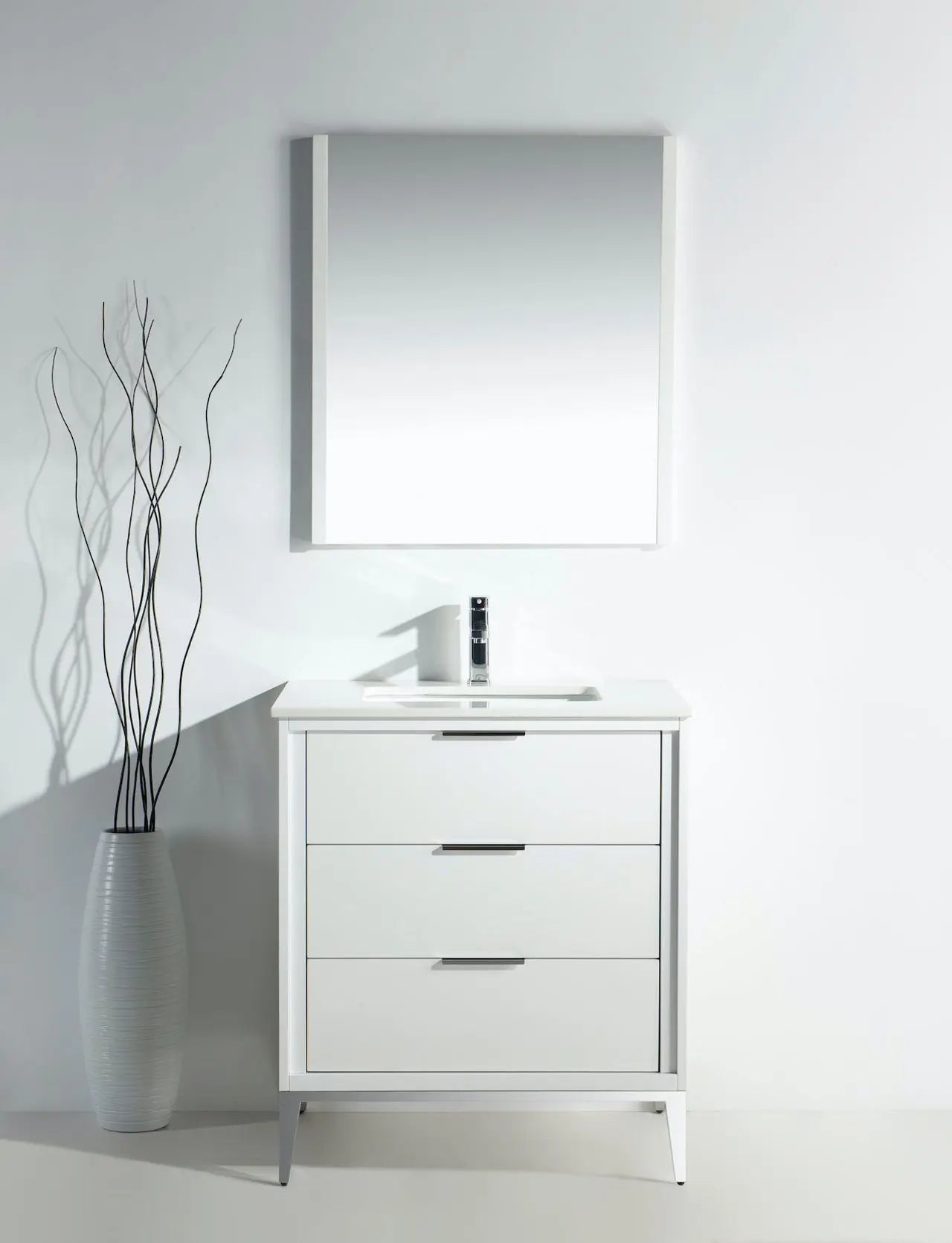 Kube Bath Divani 30″ Gloss White Single Sink Vanity W/ Quartz Counter Top - Plumbing Market