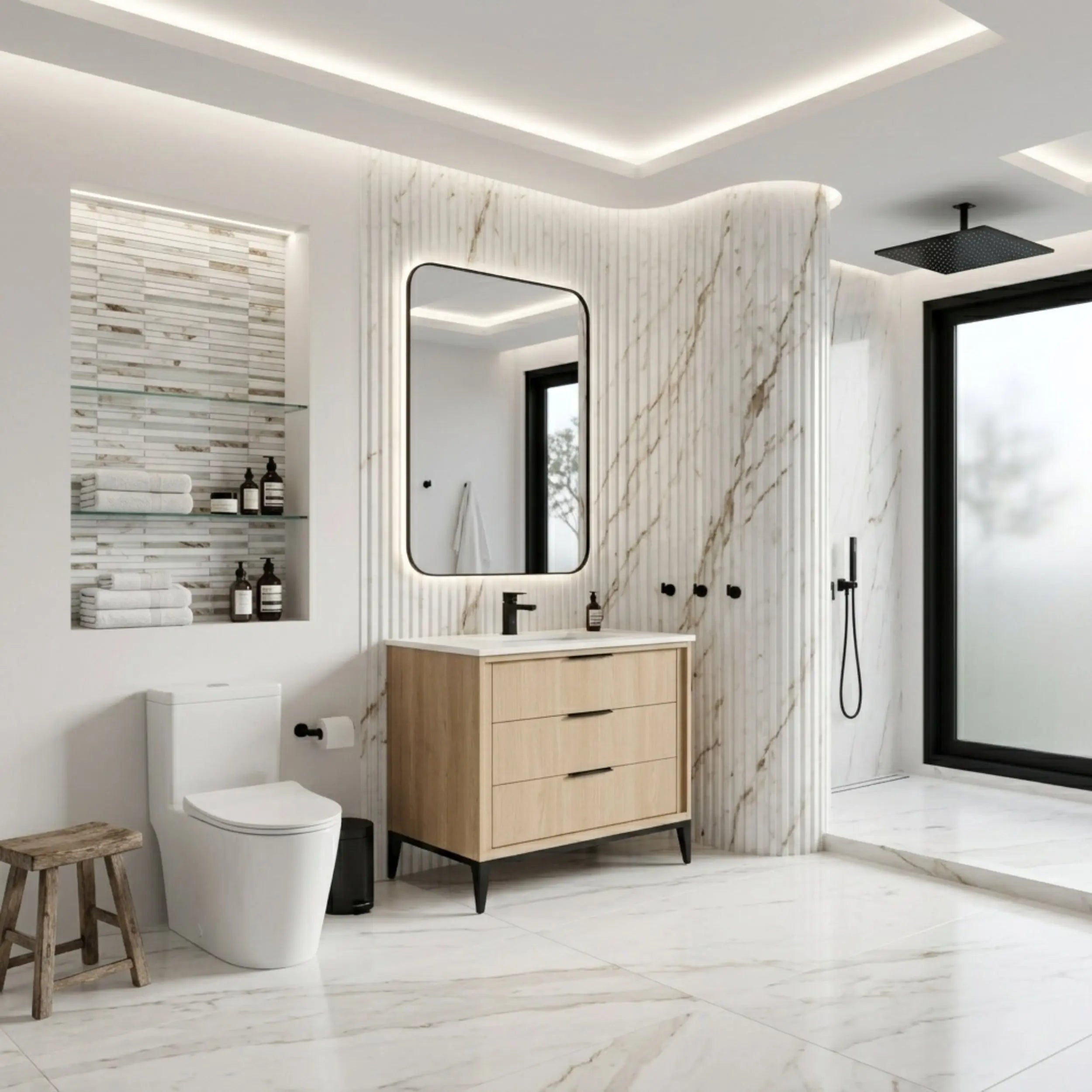 Kube Bath Divani 36” Oakwood Vanity W/ Quartz Counter Top