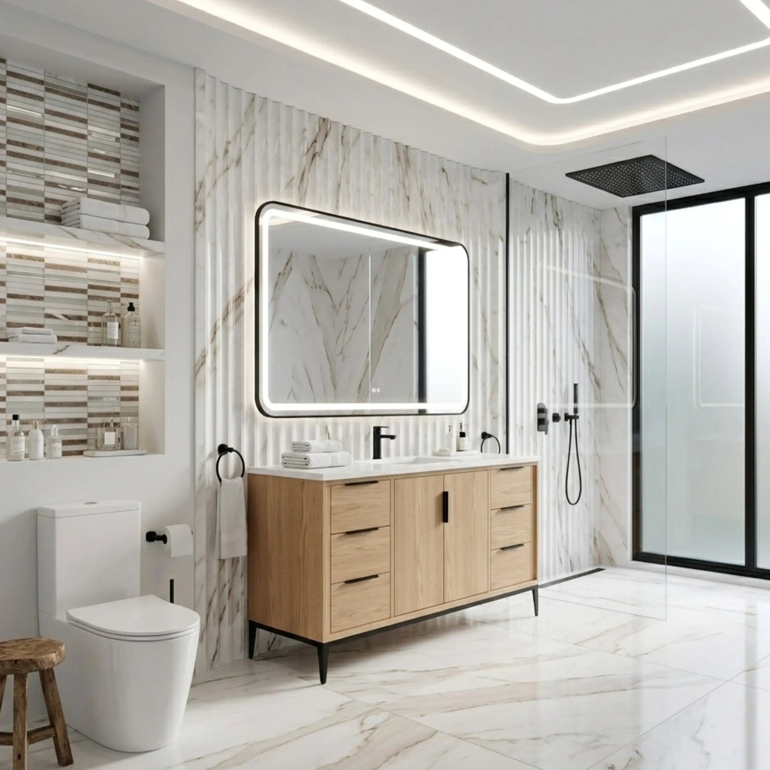 Kube Bath Divani 48” Oakwood Vanity W/ Quartz Counter Top