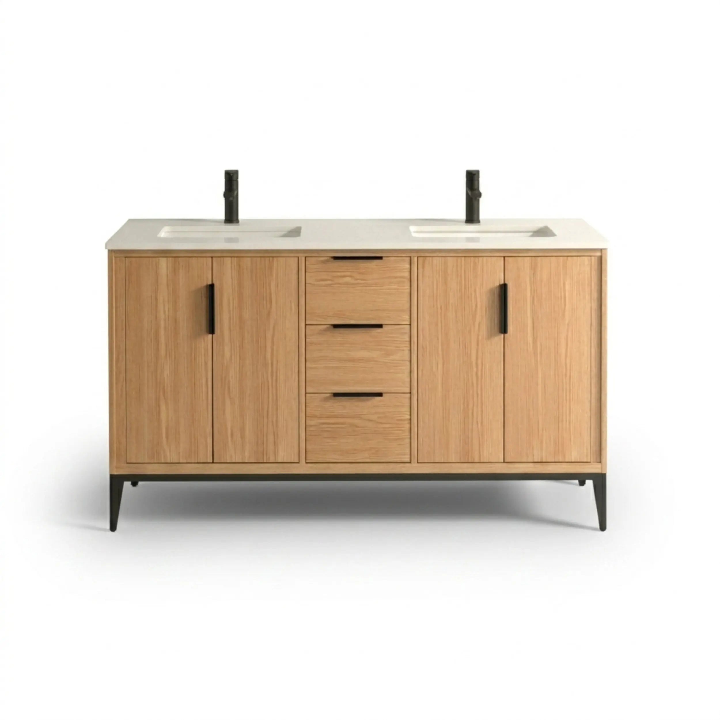 Kube Bath Divani 60” Oakwood Vanity W/ Quartz Counter Top