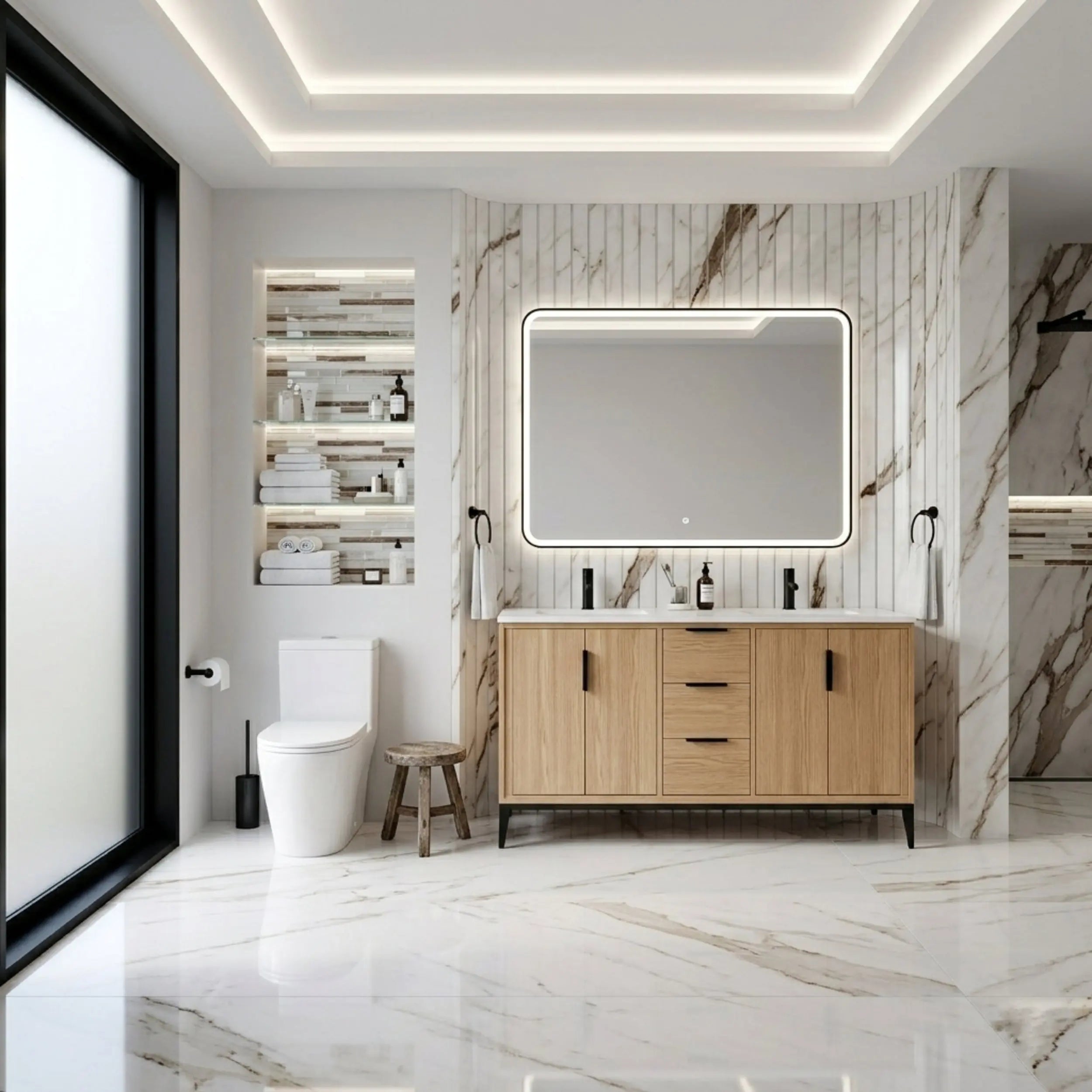 Kube Bath Divani 60” Oakwood Vanity W/ Quartz Counter Top