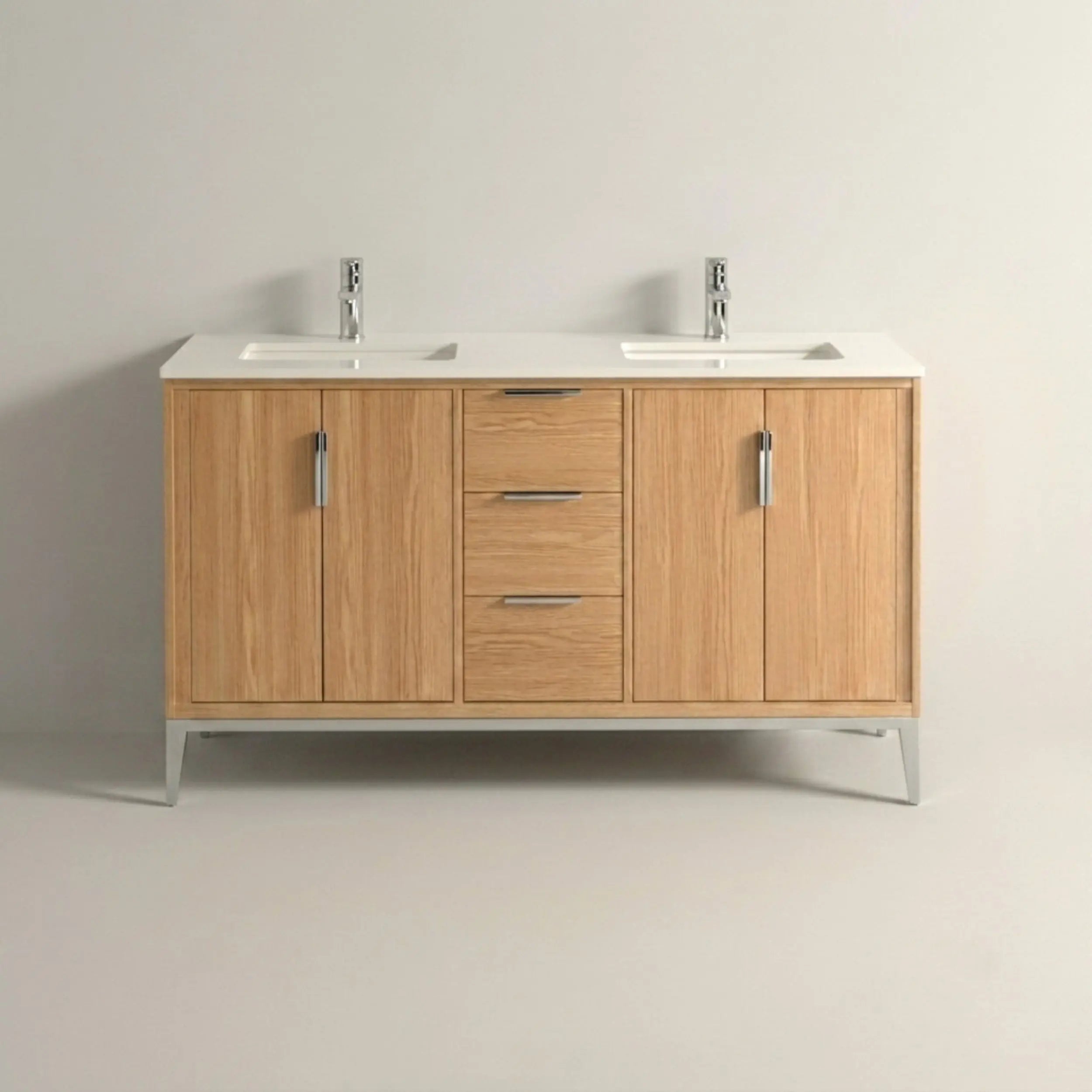 Kube Bath Divani 60” Oakwood Vanity W/ Quartz Counter Top