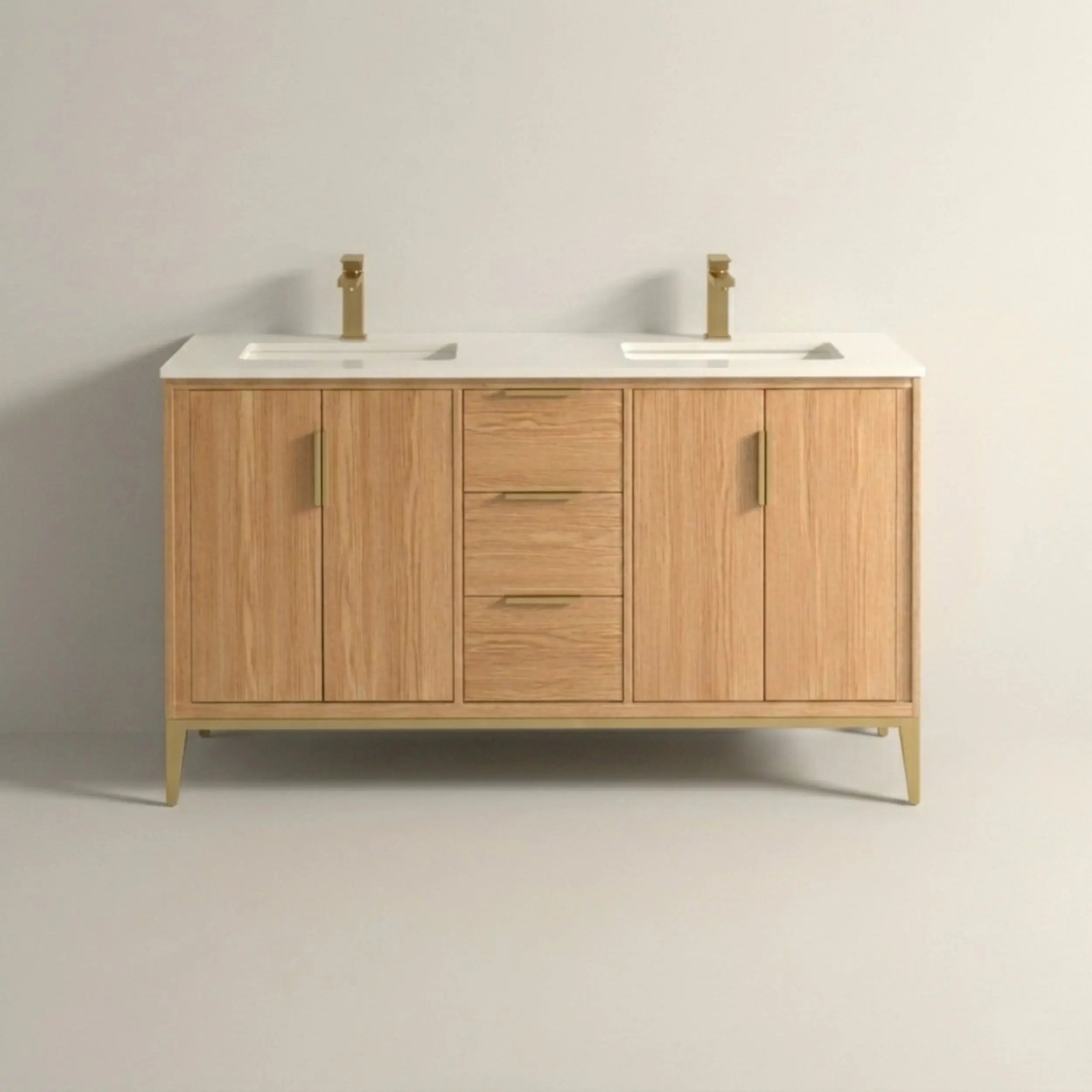Kube Bath Divani 60” Oakwood Vanity W/ Quartz Counter Top