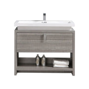 Kube Bath Levi 40″ Ash Gray Modern Bathroom Vanity W/ Cubby Hole - Plumbing Market