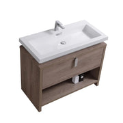 Kube Bath Levi 40″ Butternut Modern Bathroom Vanity W/ Cubby Hole - Plumbing Market