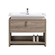 Kube Bath Levi 40″ Havana Oak Modern Bathroom Vanity W/ Cubby Hole - Plumbing Market