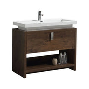Kube Bath Levi 40″ Rose Wood Modern Bathroom Vanity W/ Cubby Hole - Plumbing Market