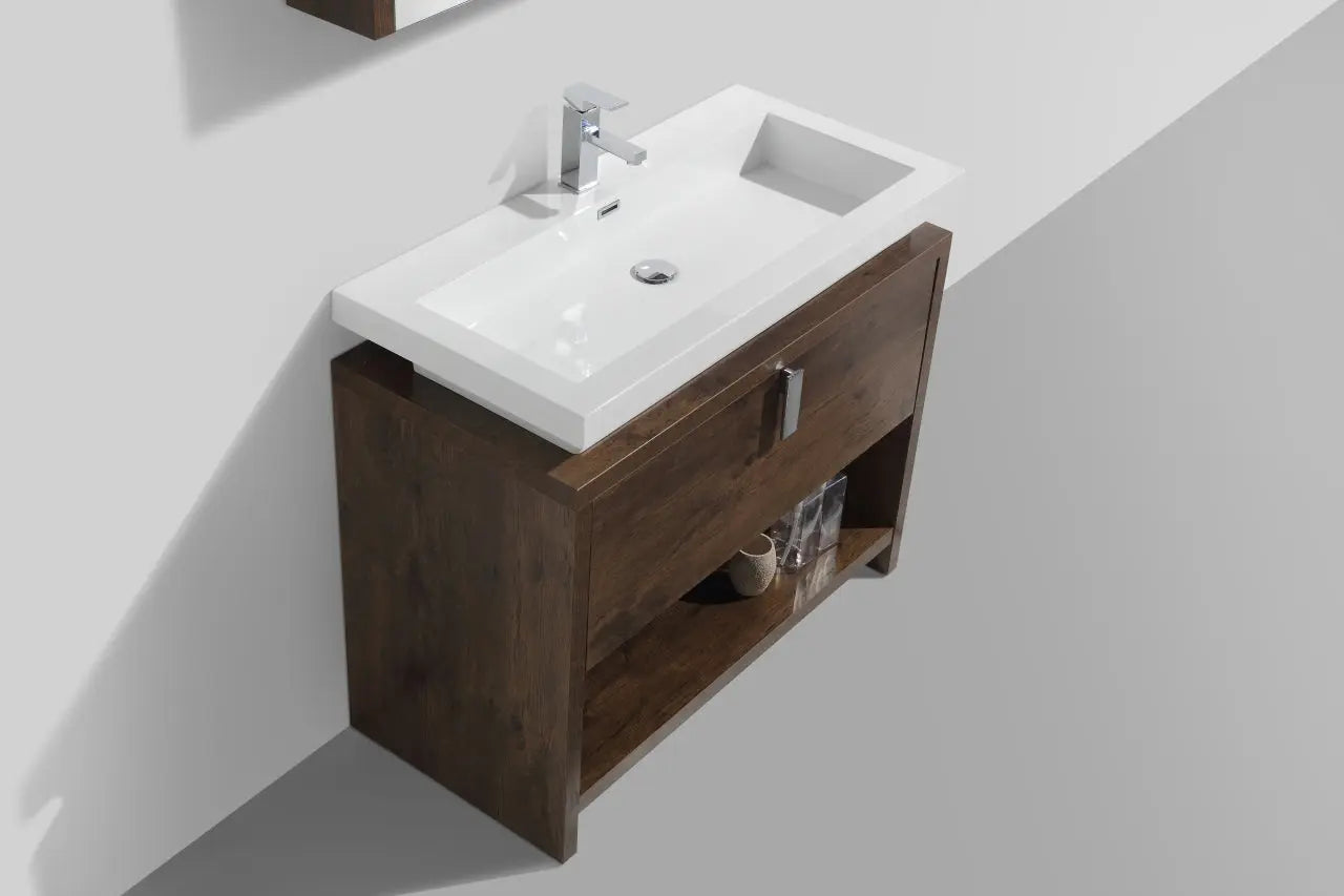 Kube Bath Levi 40″ Rose Wood Modern Bathroom Vanity W/ Cubby Hole - Plumbing Market