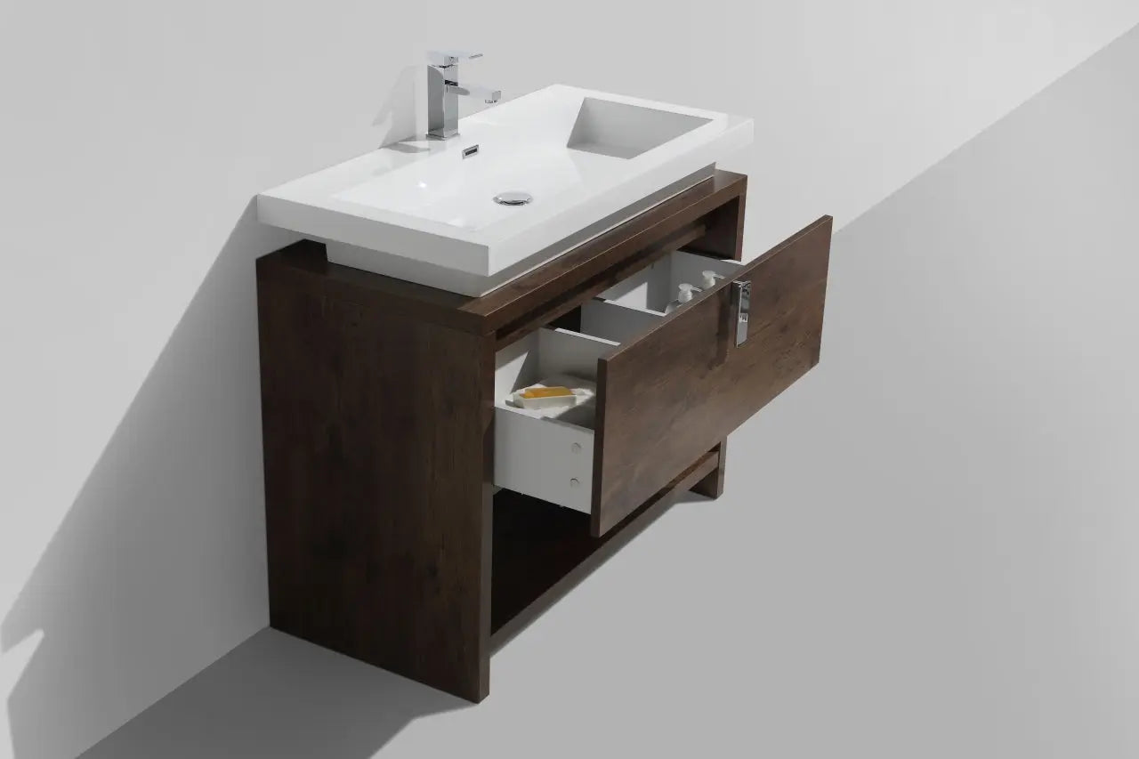 Kube Bath Levi 40″ Rose Wood Modern Bathroom Vanity W/ Cubby Hole - Plumbing Market