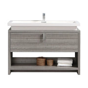Kube Bath Levi 48″ Ash Gray Modern Bathroom Vanity W/ Cubby Hole - Plumbing Market