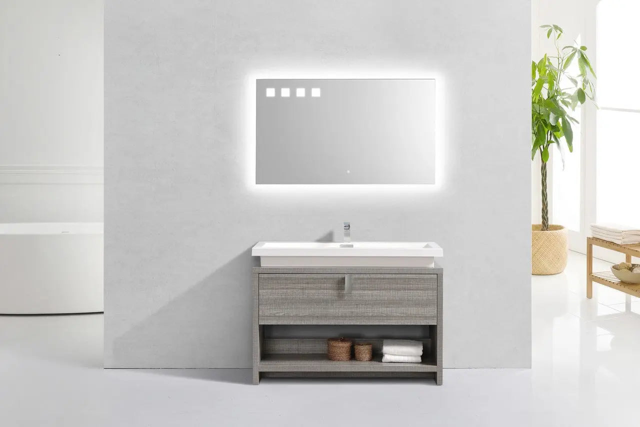 Kube Bath Levi 48″ Ash Gray Modern Bathroom Vanity W/ Cubby Hole - Plumbing Market