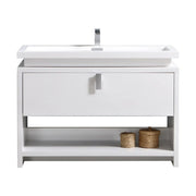 Kube Bath Levi 48″ High Gloss White Modern Bathroom Vanity W/ Cubby Hole - Plumbing Market